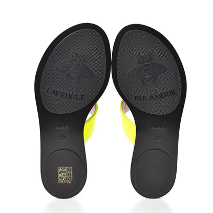 Gucci Calfskin GG Marmont Thong Sandals 35.5 Yellow Fluo 5 of 8