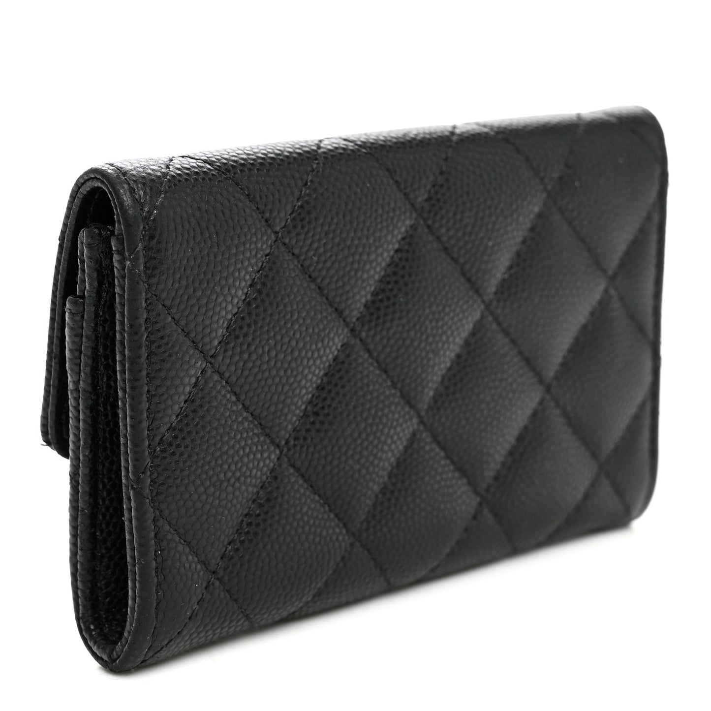 Caviar Quilted Textured CC Flap Card Holder Black