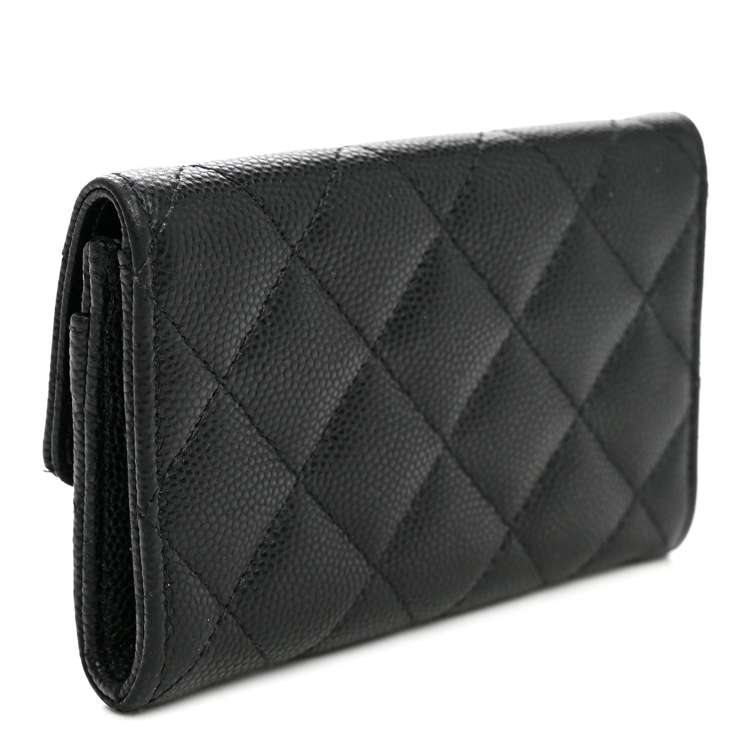 Chanel Caviar Quilted Textured CC Flap Card Holder Black 3 of 9