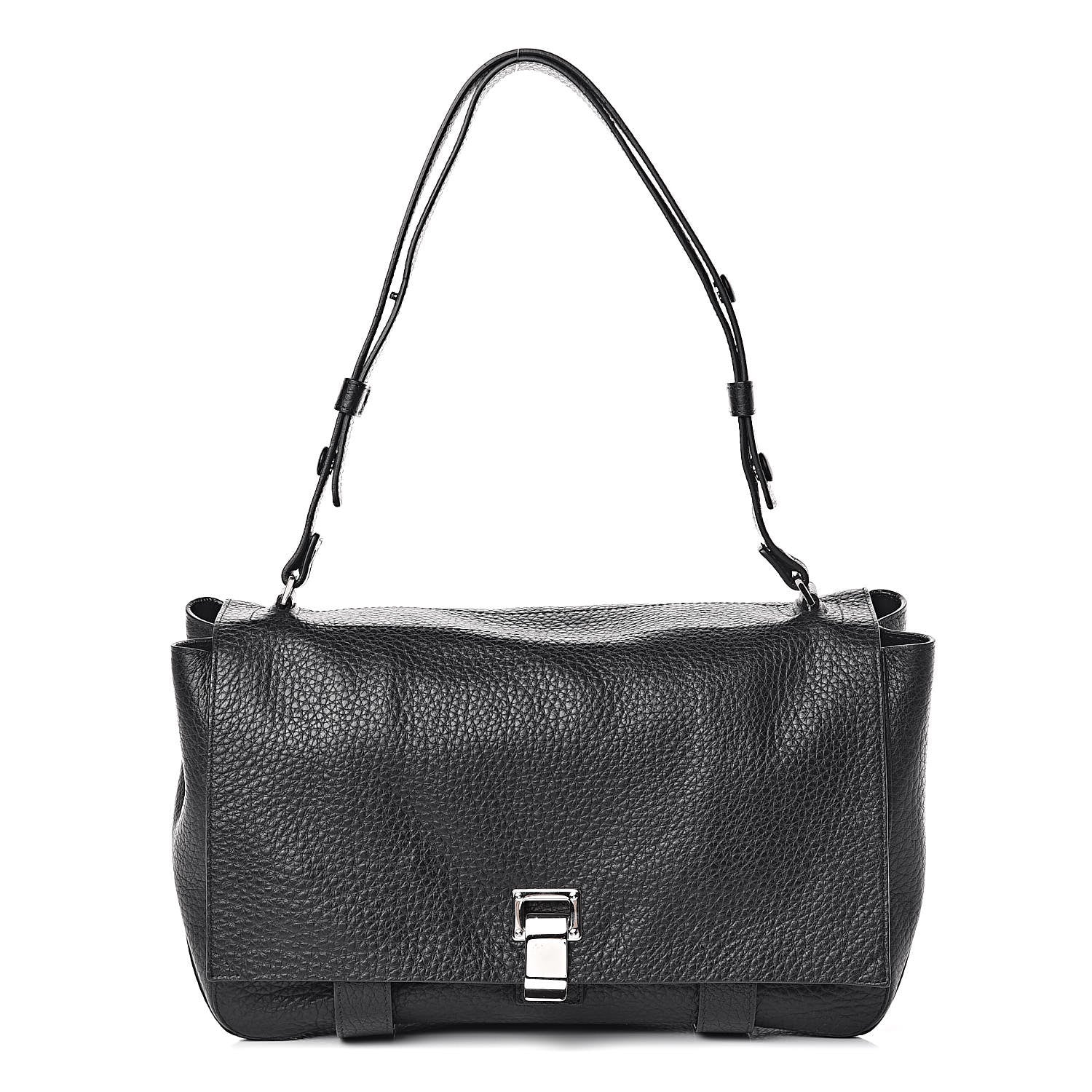 Proenza Schouler Pebbled Calfskin Double Sided PS Courier Bag Black 1 of 9