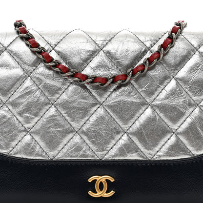 Chanel Metallic Aged Calfskin Quilted Gabrielle Wallet On Chain WOC Silver Black 5 of 14