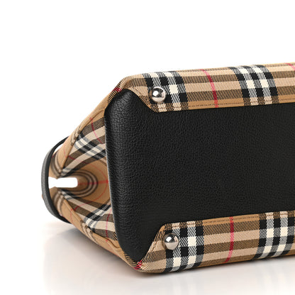 Burberry Goatskin Vintage Check Medium Banner Tote Black 7 of 8