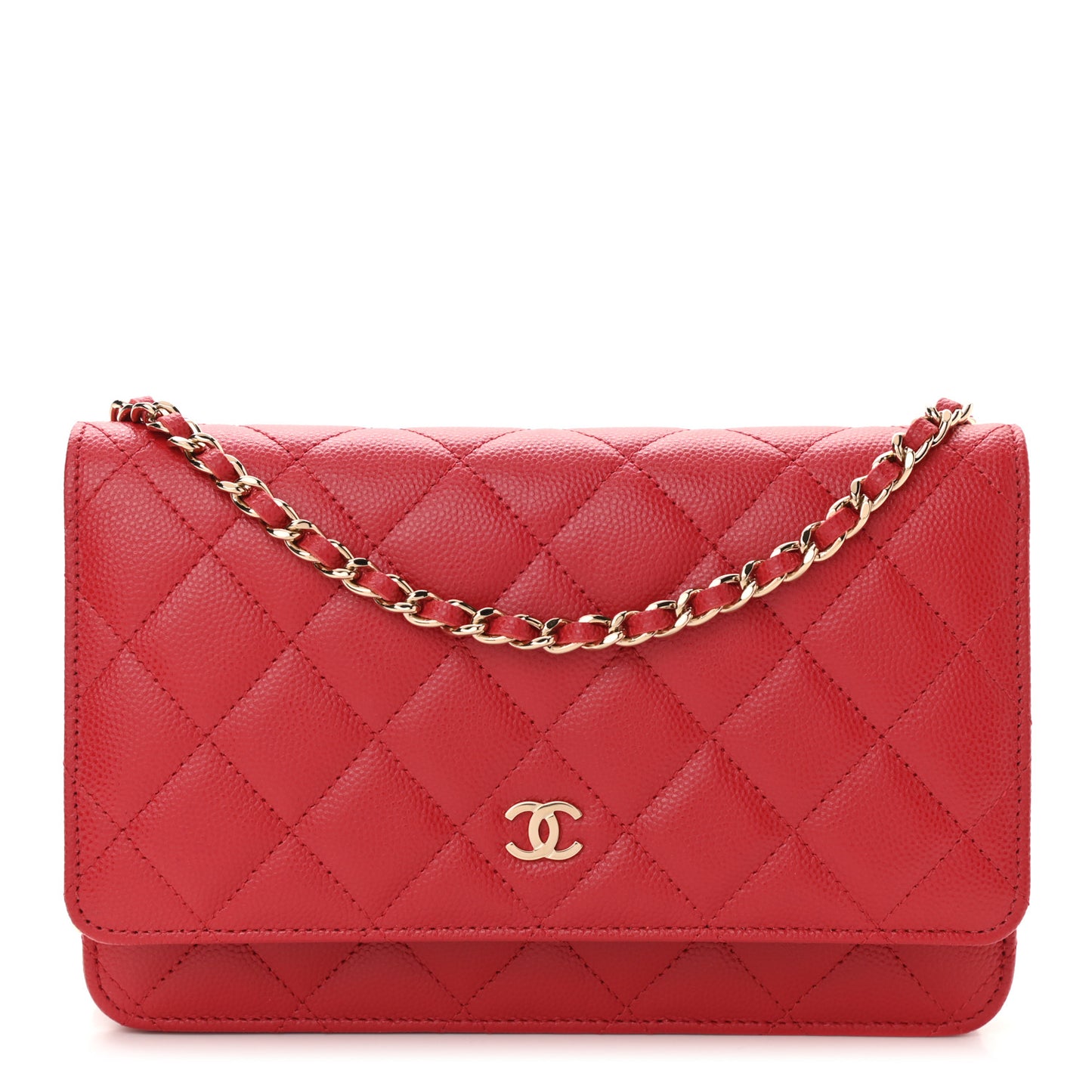 Caviar Quilted Wallet On Chain WOC Red