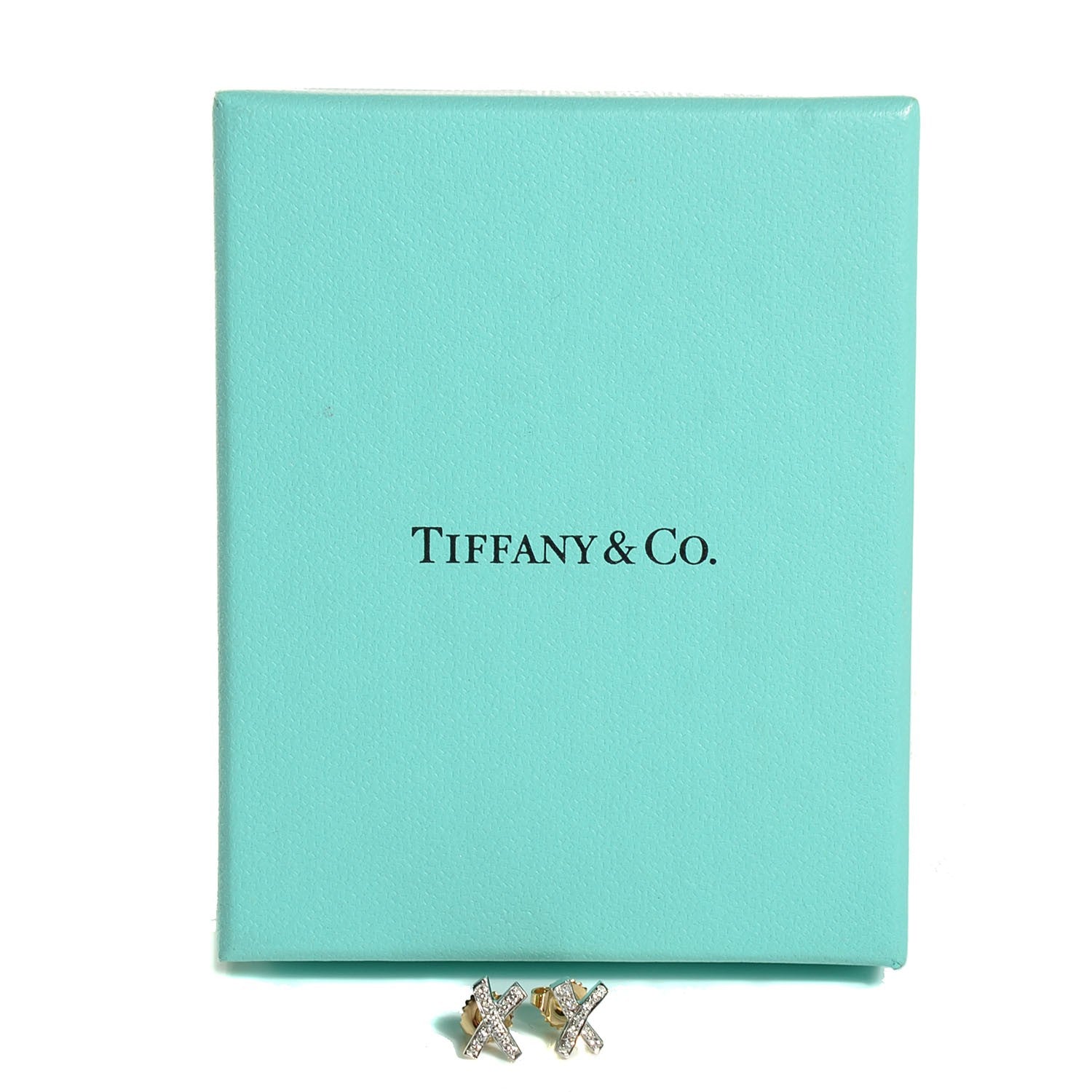Tiffany Platinum 18K Yellow Gold Diamond Paloma Picasso X Kiss Earrings 3 of 5