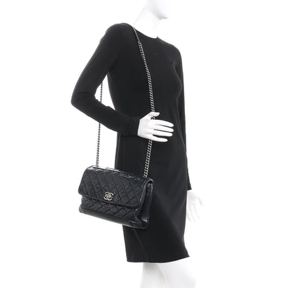 Chanel Aged Calfskin Quilted Jumbo Flap Black 2 of 13