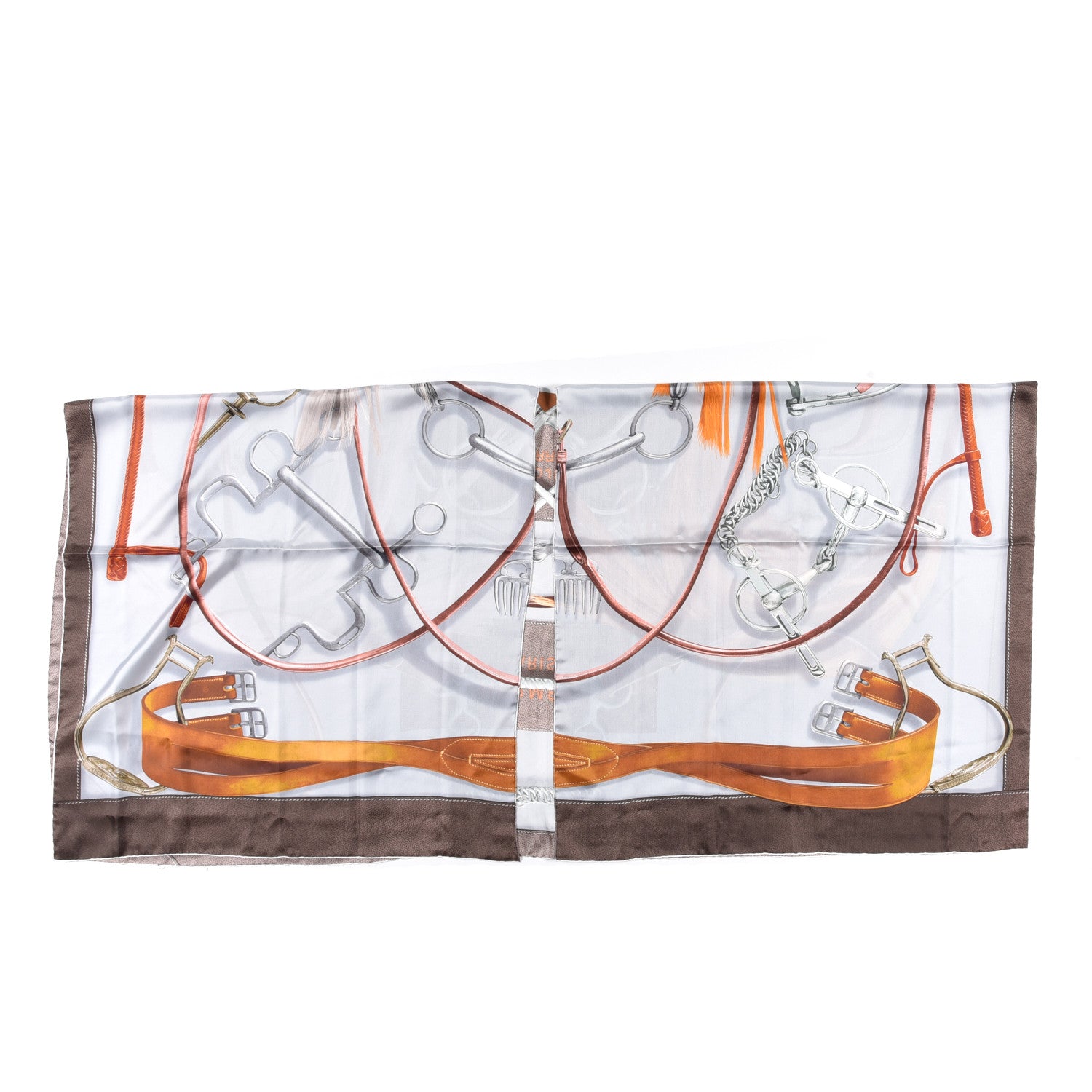 Hermes Silk Projets Carres Poncho Gris Perle Taupe Acajou 3 of 6