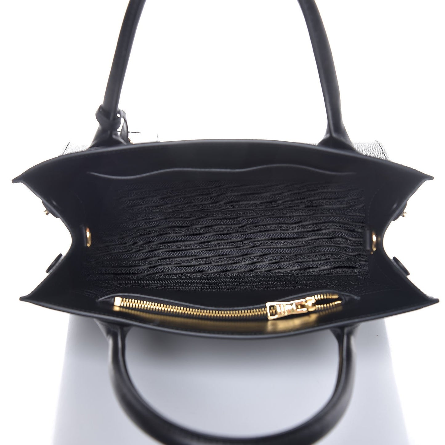 Saffiano Cuir Calfskin Large Monochrome Top Handle Tote Black