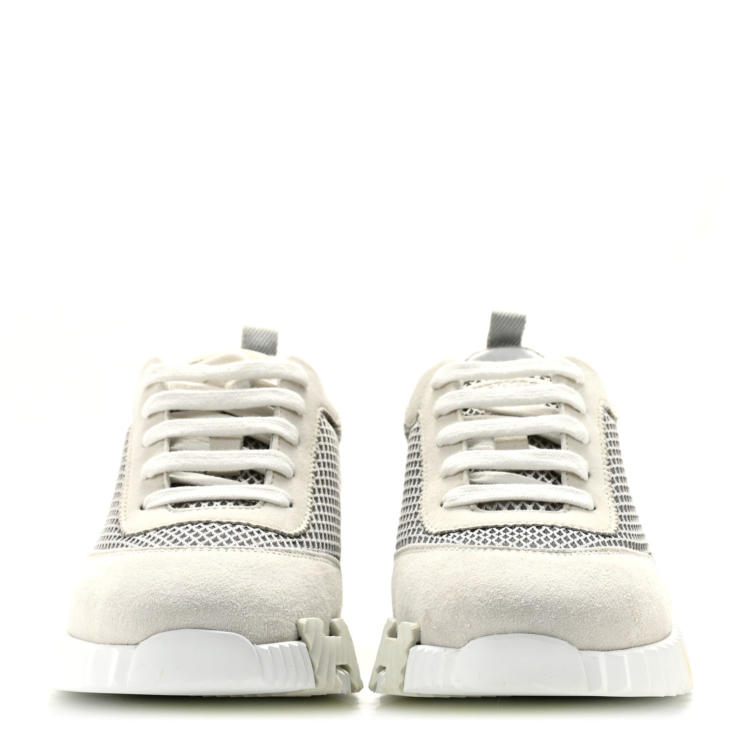 Hermes Air Mesh Suede Goatskin Bouncing Sneakers 39 Gris Lulea White 3 of 10