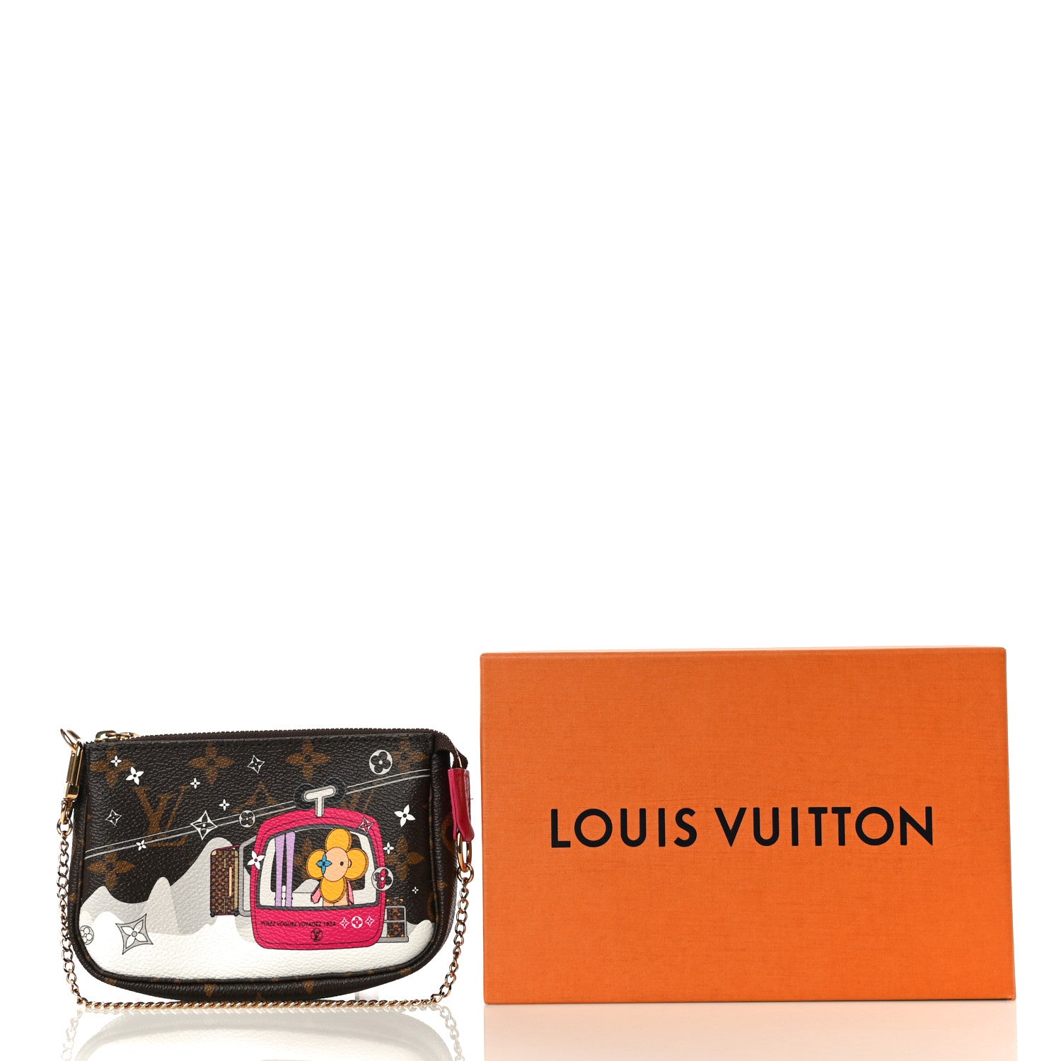 Louis Vuitton Monogram 2019 Christmas Animation Mini Courchevel Pochette Accessories Fuchsia 11 of 11