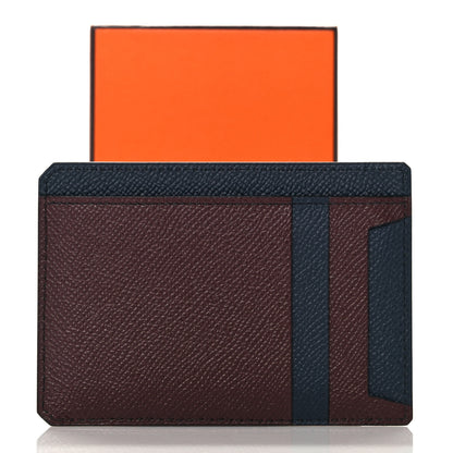 Hermes Epsom City 8CC Colorblock Card Holder Bleu Indigo Bordeaux 7 of 7