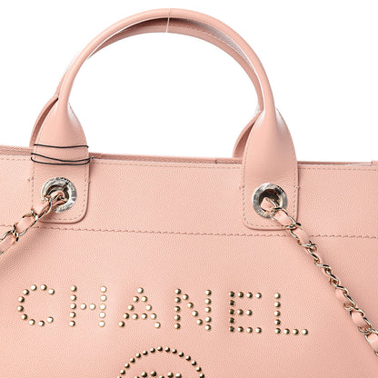 Chanel Caviar Small Studded Deauville Tote Light Pink 10 of 11