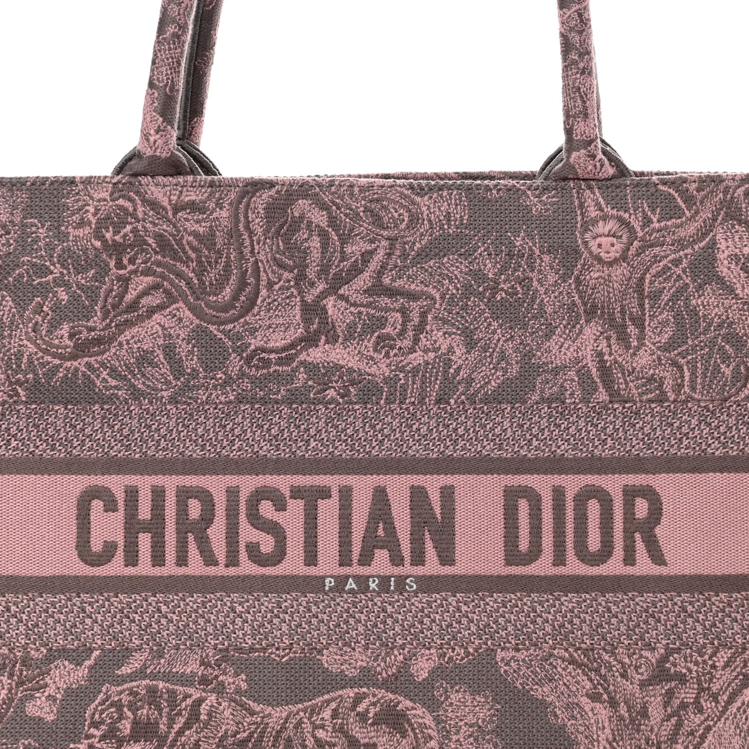 Christian Dior Canvas Embroidered Beverly Hills Medium Dioriviera Toile De Jouy Book Tote Pink Grey 8 of 11