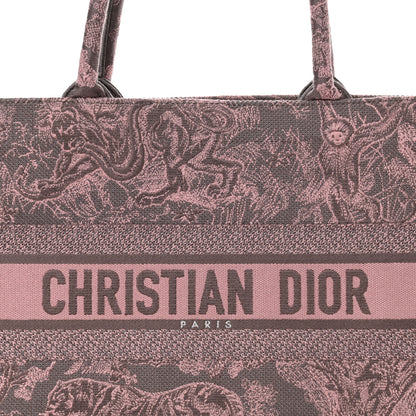 Christian Dior Canvas Embroidered Beverly Hills Medium Dioriviera Toile De Jouy Book Tote Pink Grey 8 of 11