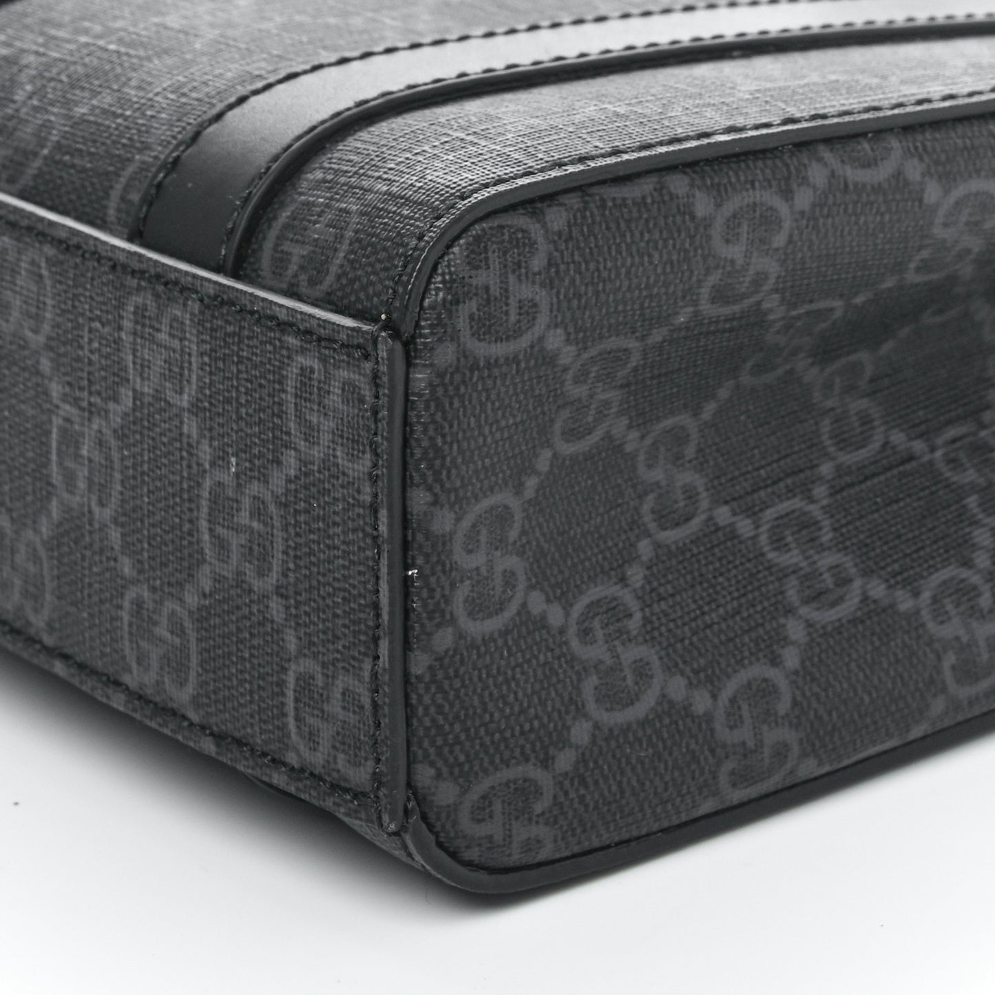 GG Supreme Monogram Appia Calfskin Web Mini Tote Bag Black