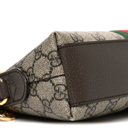 Gucci GG Supreme Monogram Textured Dollar Calfskin Web Small Ophidia Dome Shoulder Bag Beige Ebony New Acero 9 of 11
