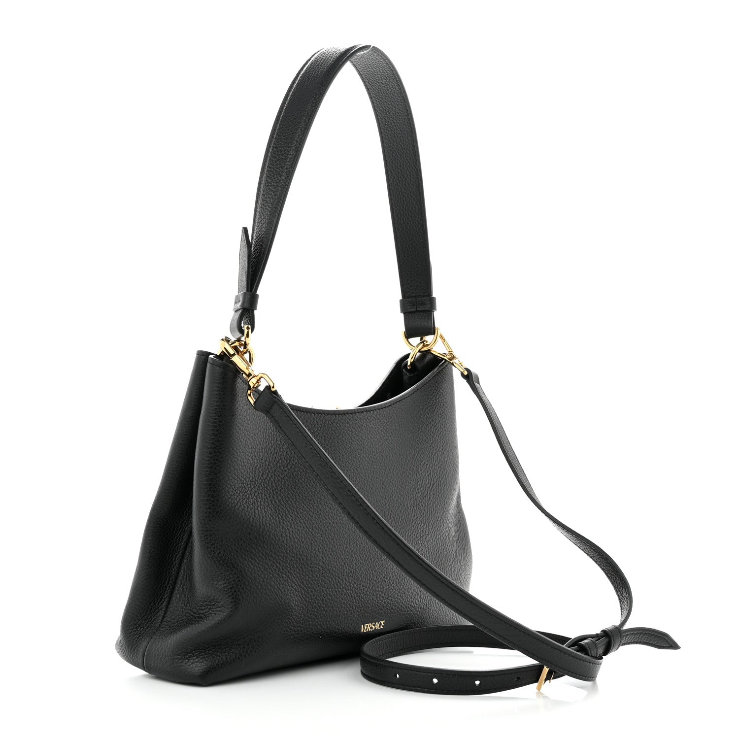 Versace Calfskin Small Virtus Hobo Black 3 of 9