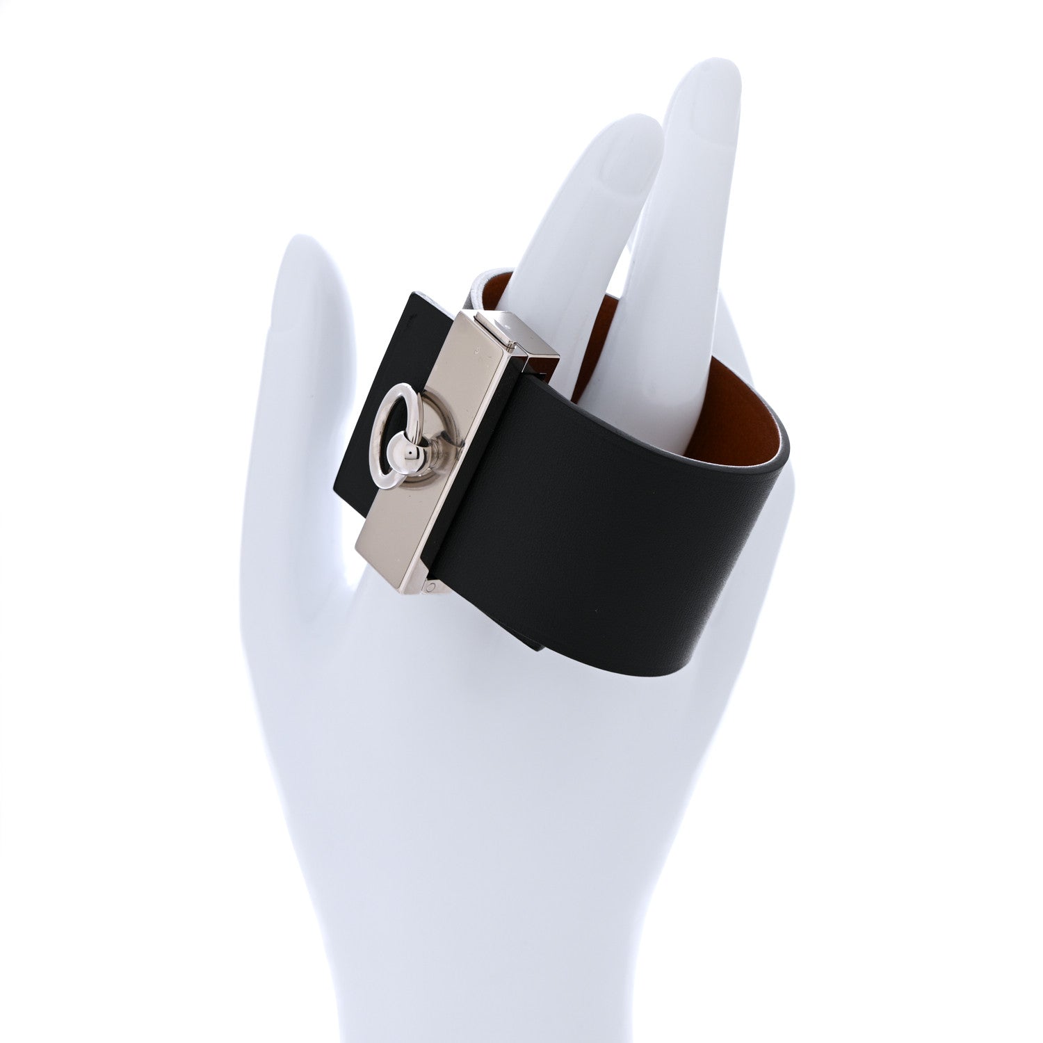 Hermes Chamonix Tadelakt Illusion Bracelet PM Black Fauve 2 of 5