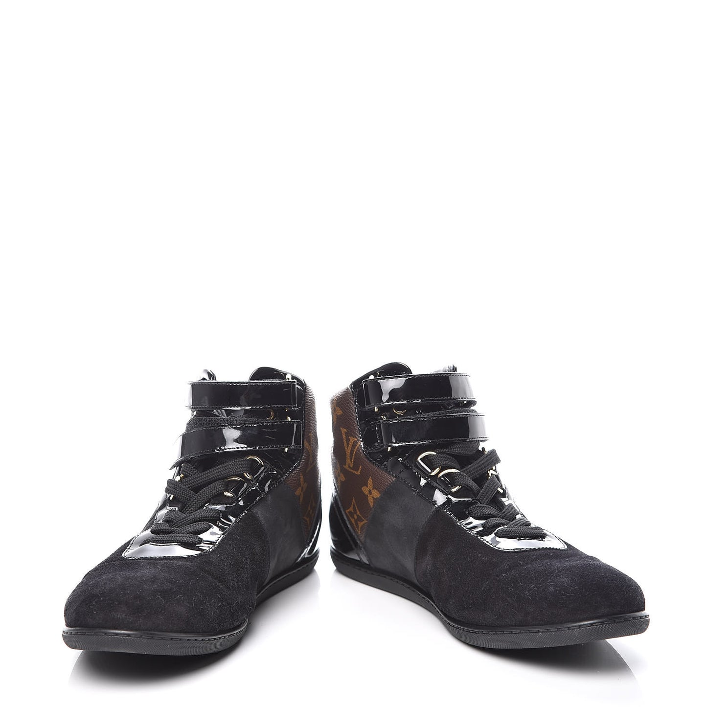 Suede Patent Monogram Move Up Sneakers 38 Black