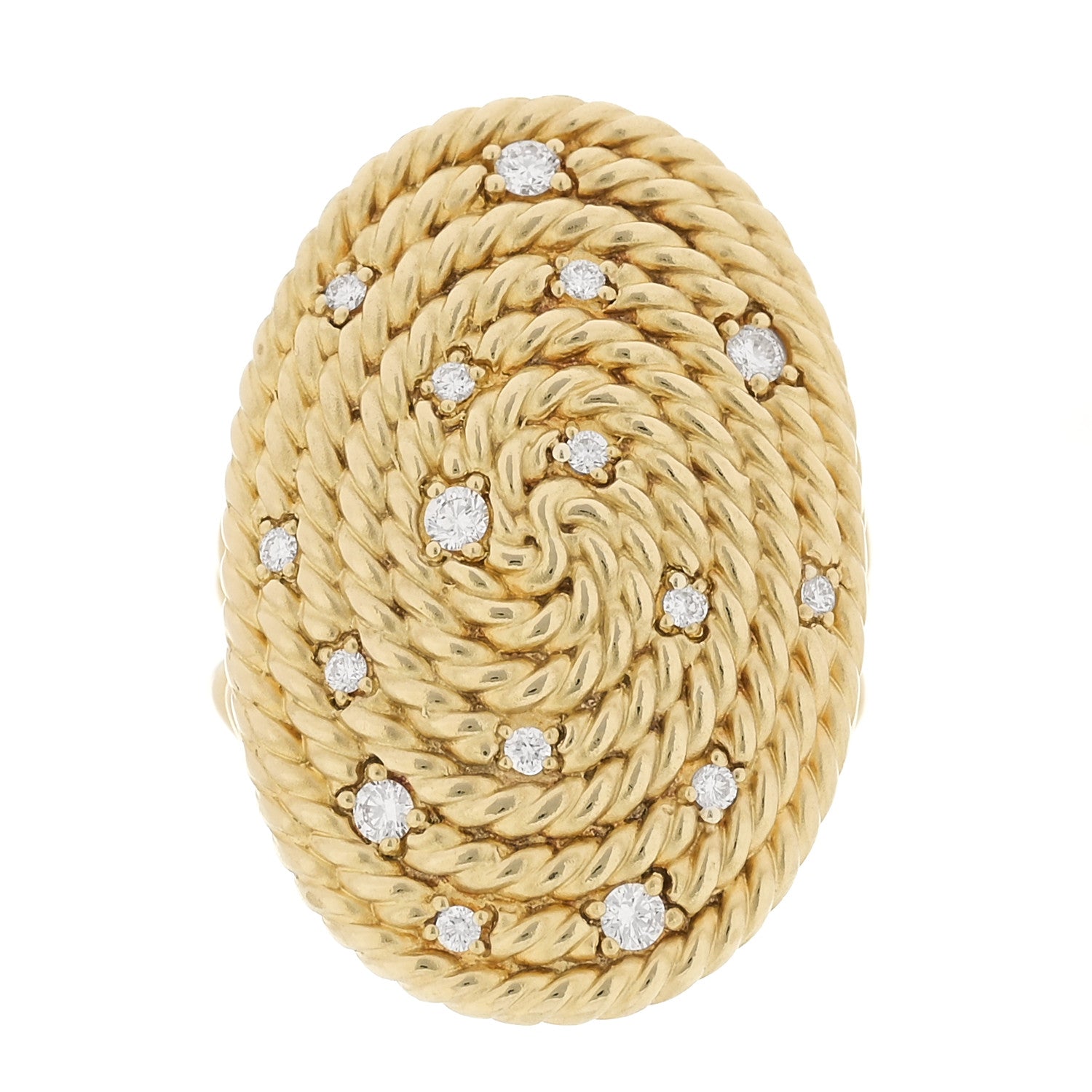 David Yurman 18K Yellow Gold Diamond Cable Coil Ring 54 7 1 of 4