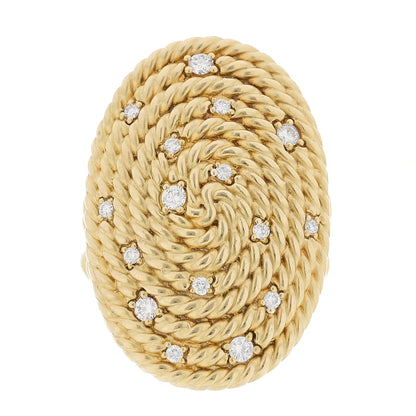 David Yurman 18K Yellow Gold Diamond Cable Coil Ring 54 7 1 of 4