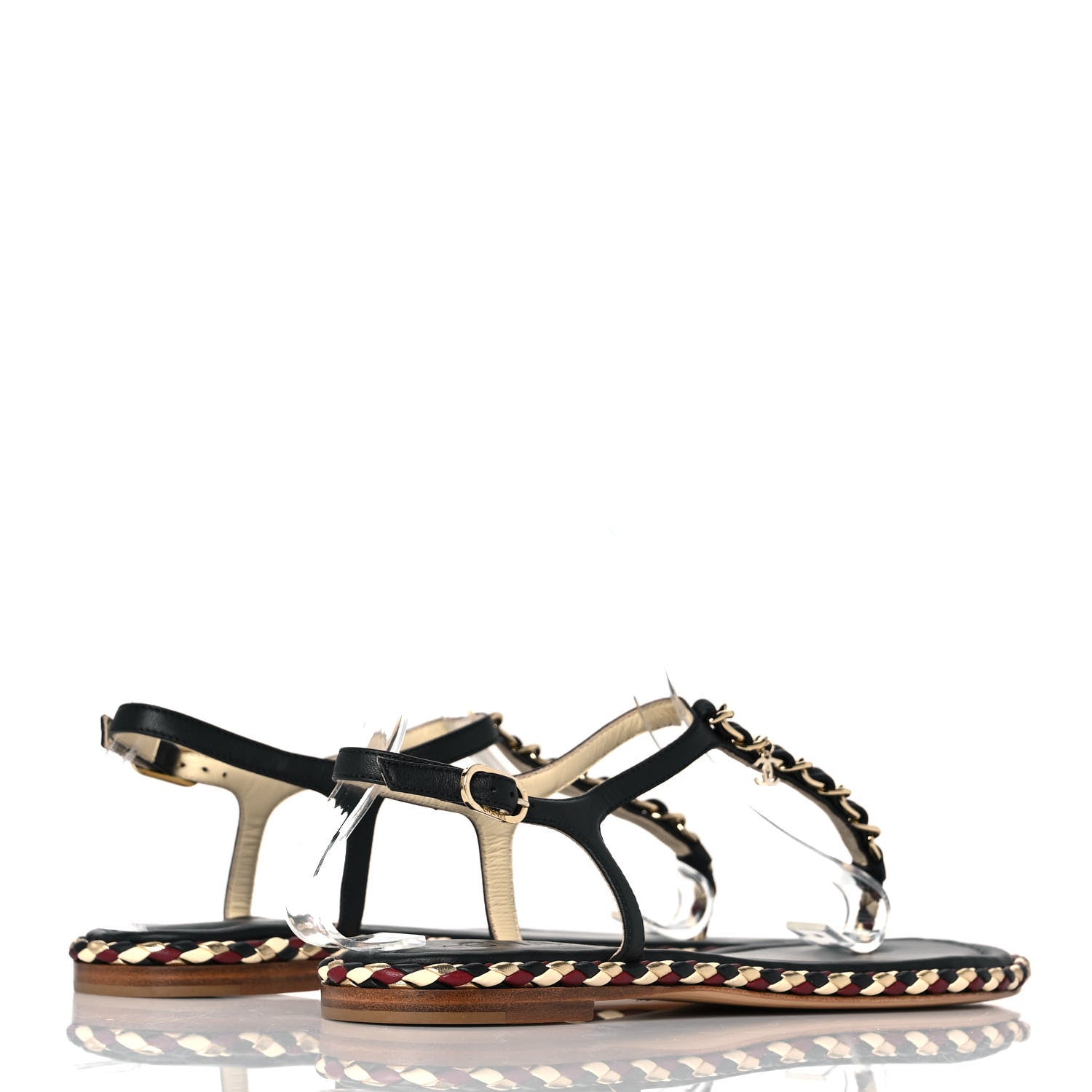 Chanel Grosgrain Chain Thong Sandals 38 Black 4 of 7