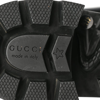 Gucci Calfskin Sylvie Web Lace Up Combat Boots 41.5 Black 6 of 14