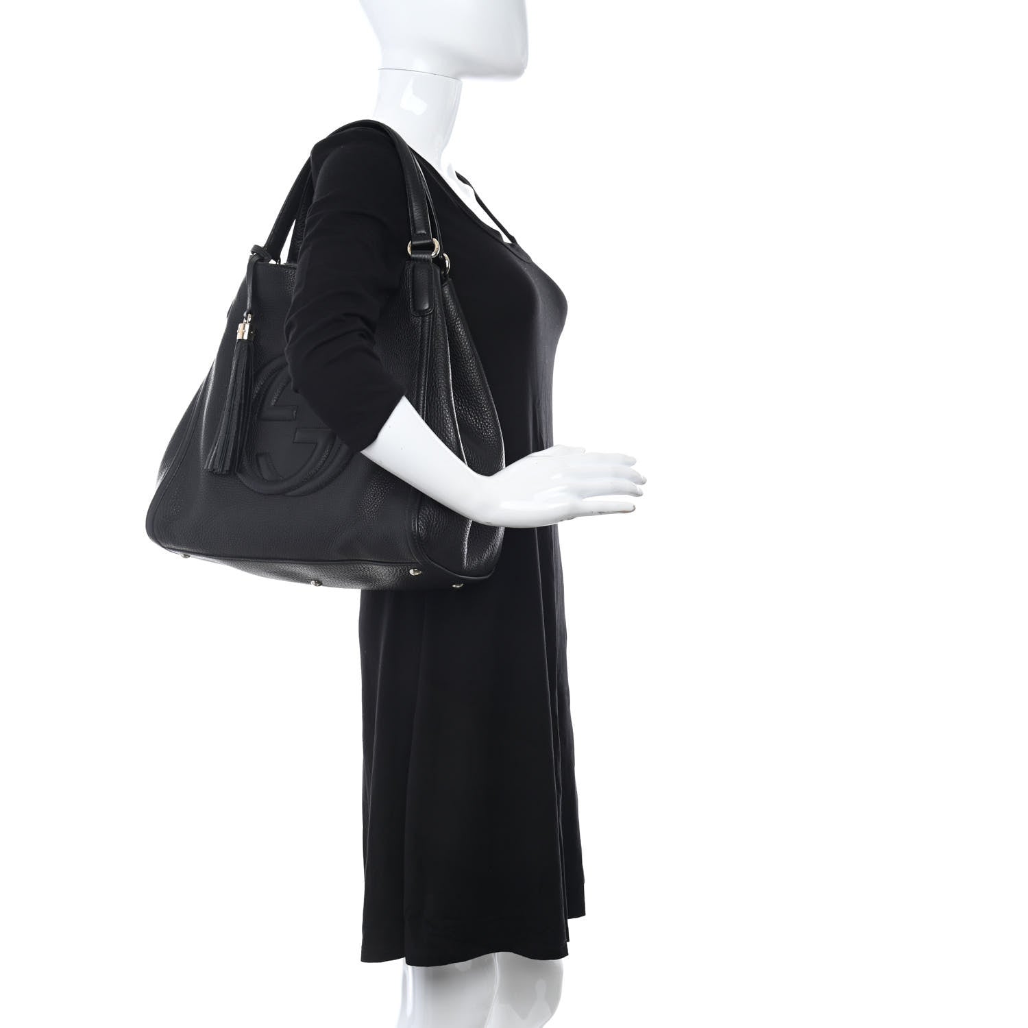Gucci Pebbled Calfskin Medium Soho Shoulder Bag Black 2 of 13