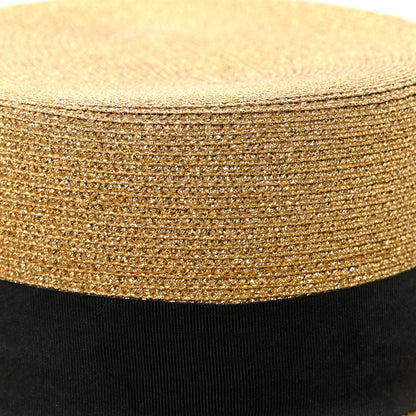 Gucci Glittered Straw Grosgrain Wide Brim Hat L Gold Black 9 of 9