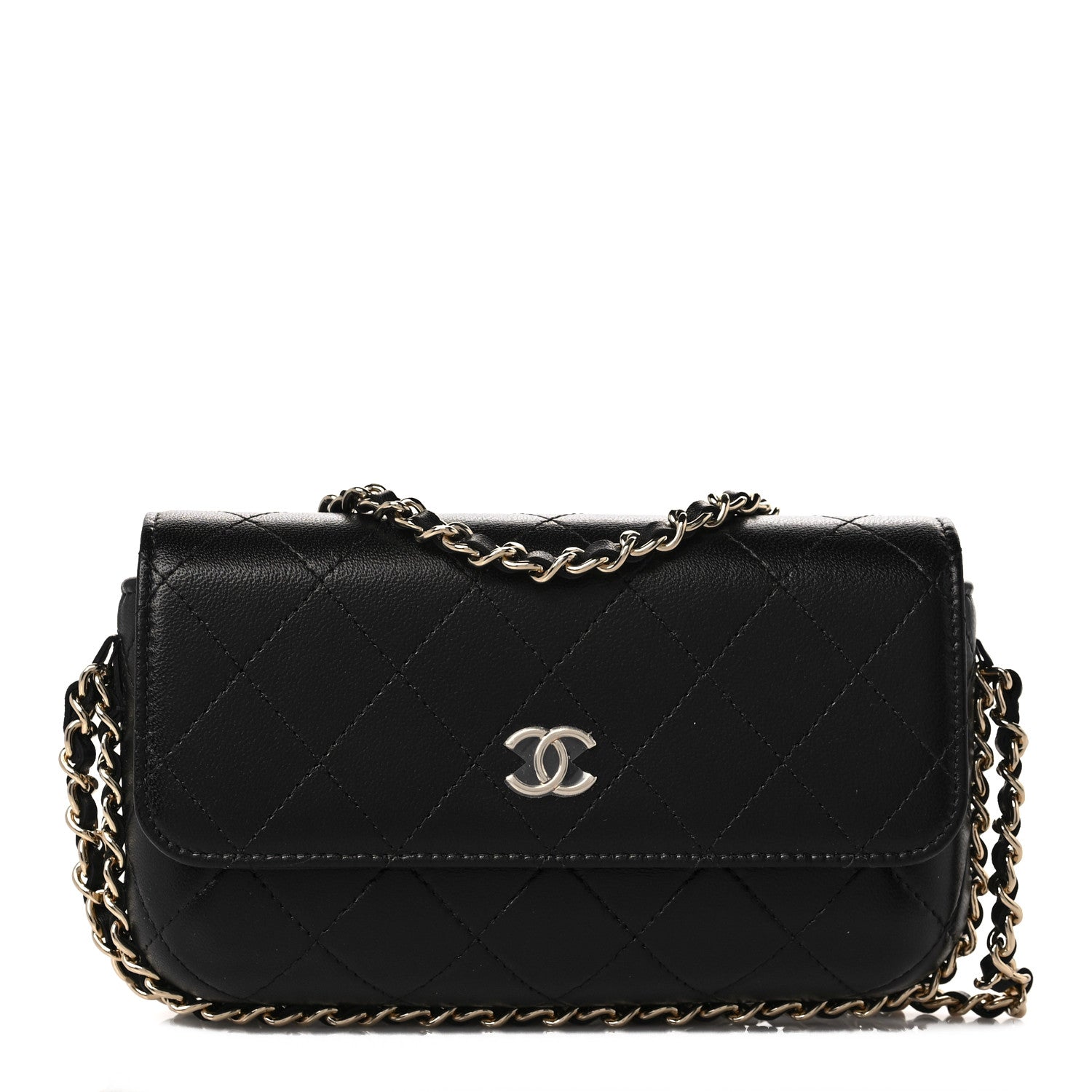 Chanel Lambskin Quilted Chain Around Clutch On Chain Black 1 of 9
