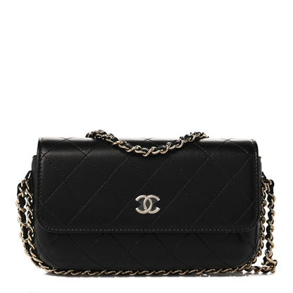 Chanel Lambskin Quilted Chain Around Clutch On Chain Black 1 of 9