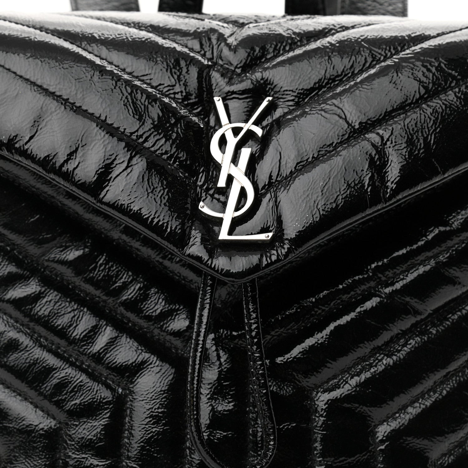 Saint Laurent Patent Y Quilted Monogram Small Loulou Backpack Black 9 of 11