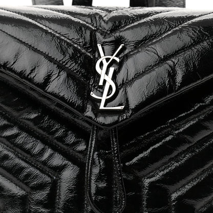 Saint Laurent Patent Y Quilted Monogram Small Loulou Backpack Black 9 of 11