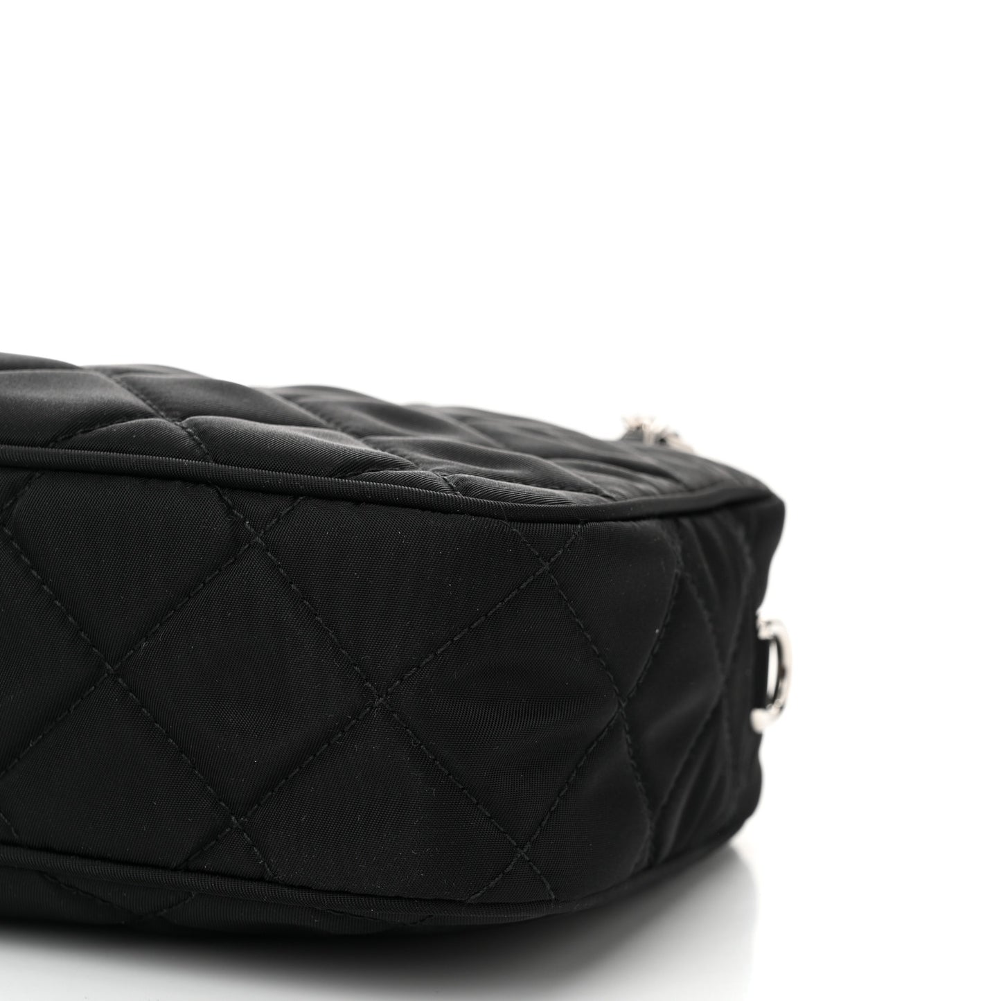 Nylon Tessuto Impuntu Quilted Bandoliera Crossbody Bag Black