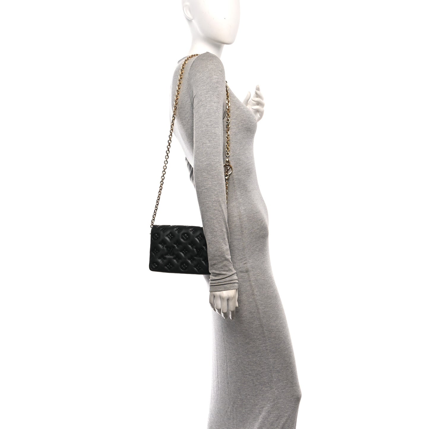 Lambskin Embossed Monogram Pochette Coussin Black