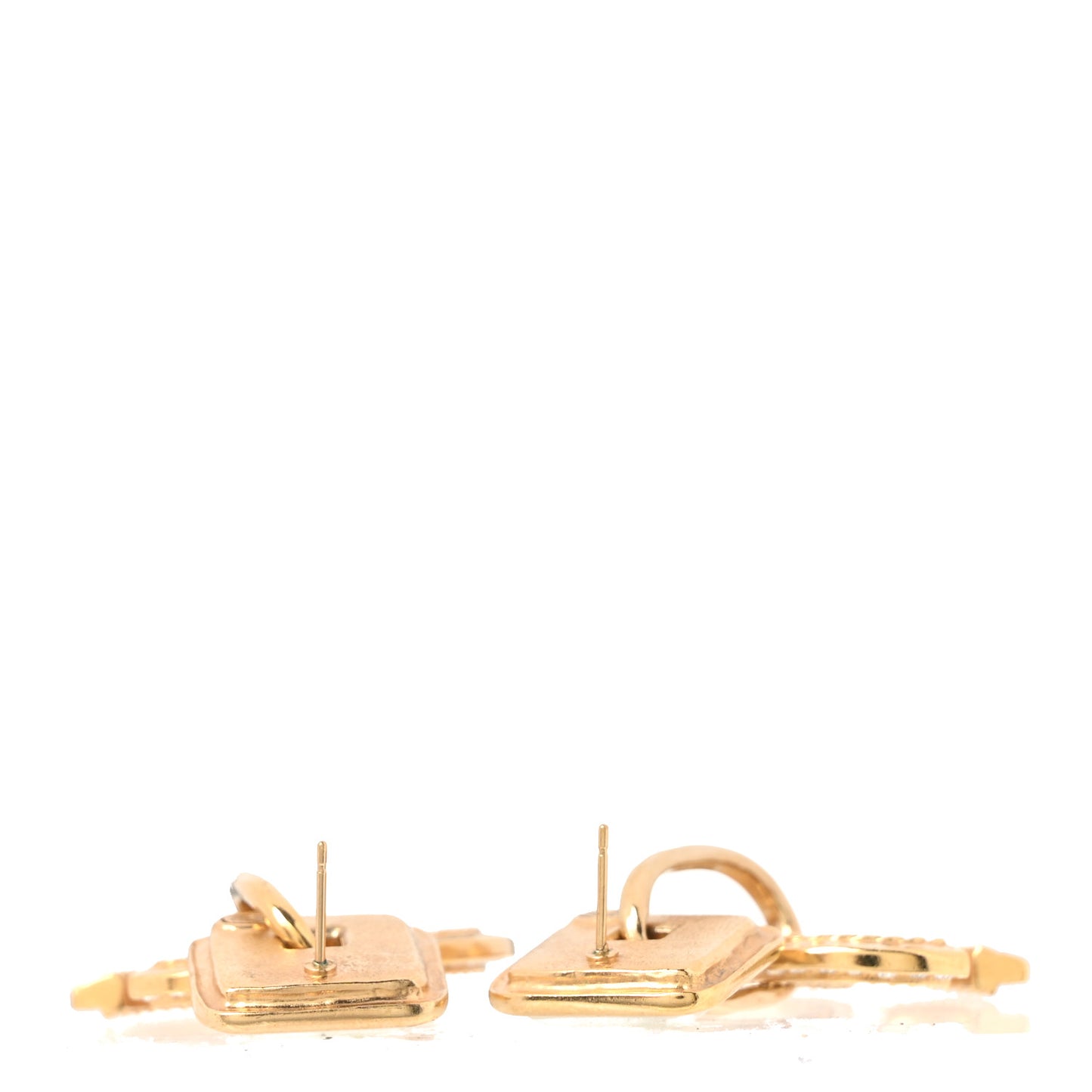 Crystal Pearl CC Square Drop Earrings Gold Pearly White