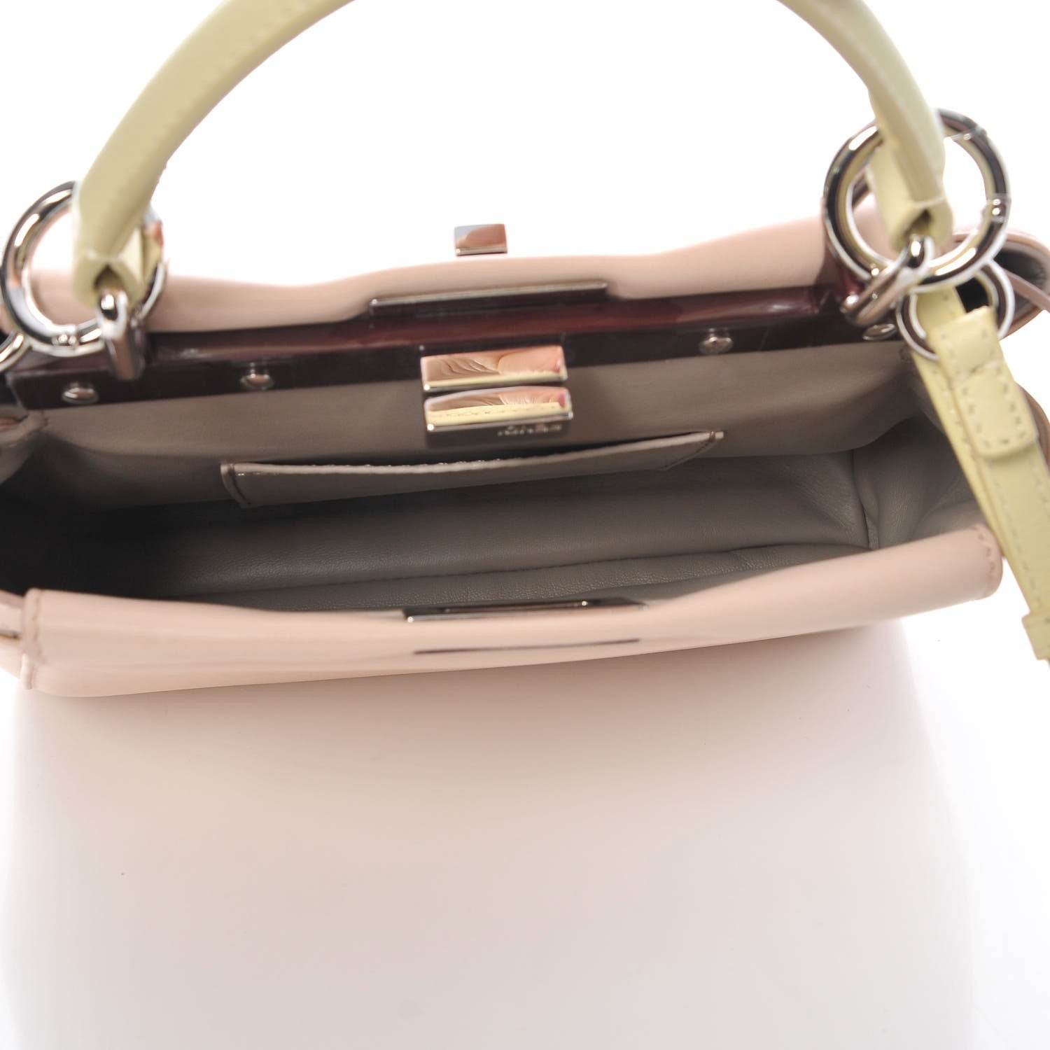 Fendi Nappa Colorblock Mini Peekaboo Iconic Satchel Plaster Banana Grigio Polvere 5 of 9