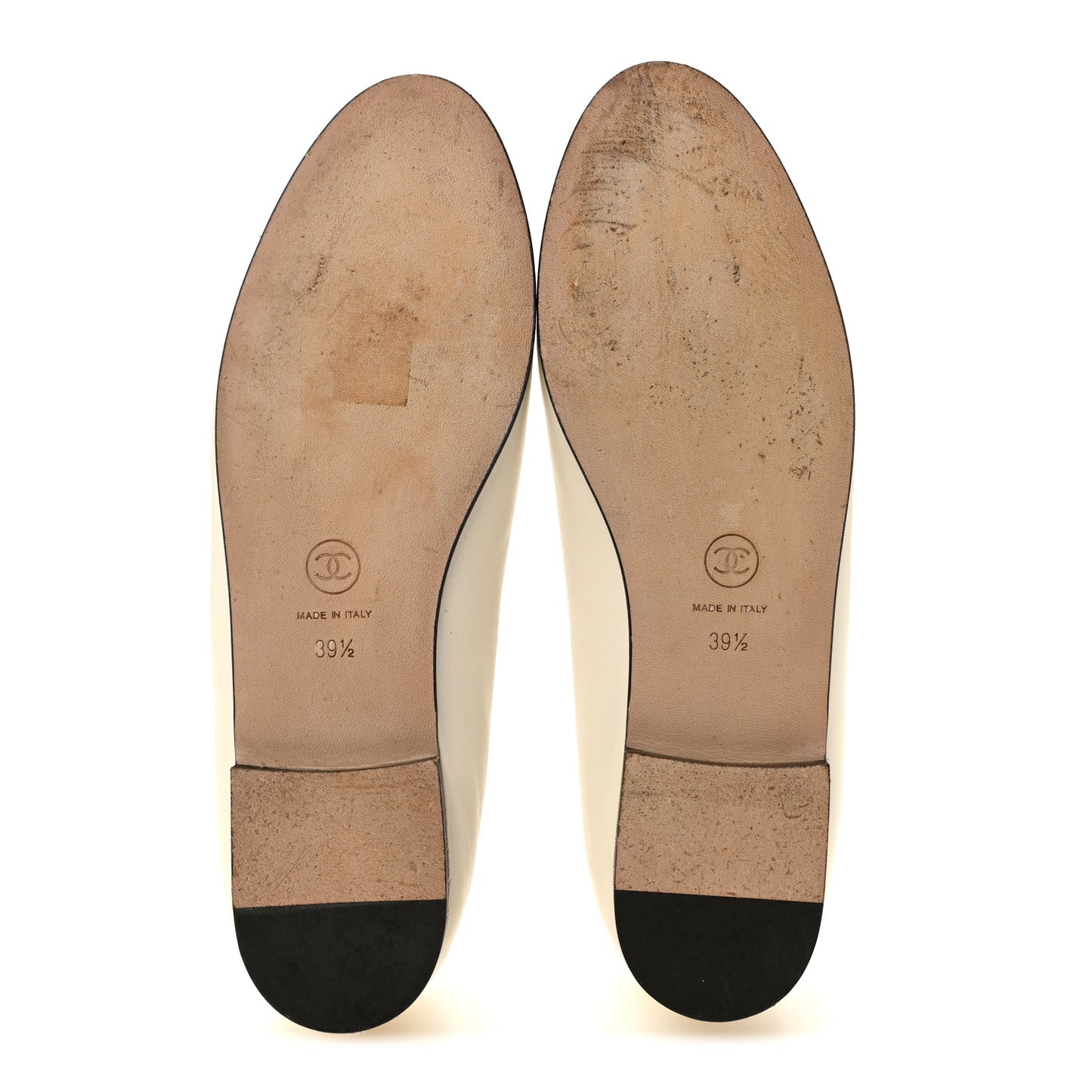Lambskin Cap Toe CC Ballerina Flats 39.5 White Black