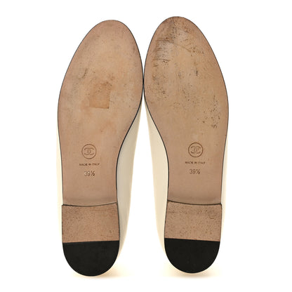 Chanel Lambskin Cap Toe CC Ballerina Flats 39.5 White Black 6 of 9
