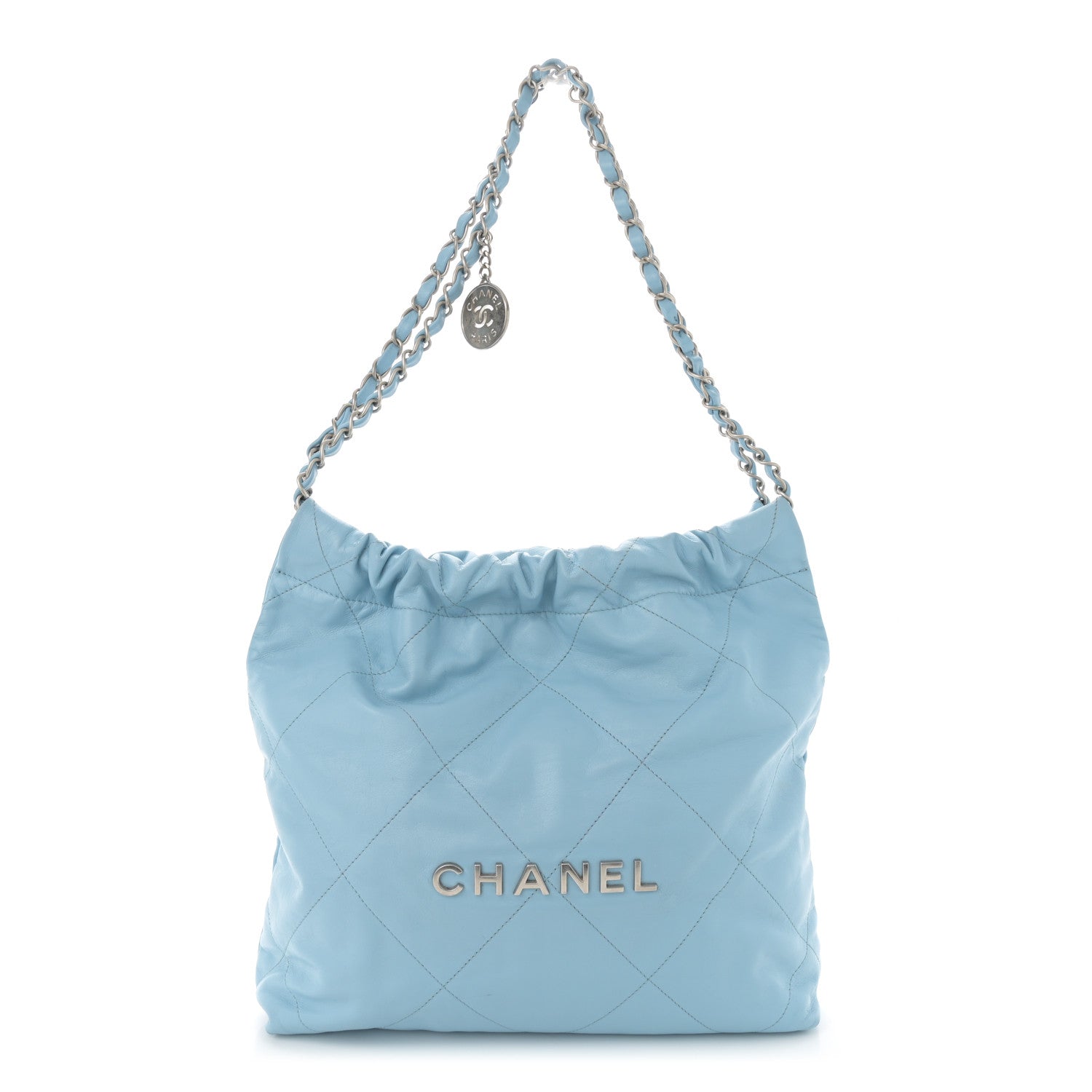 Chanel Shiny Calfskin Quilted Small Chanel 22 Light Blue 1 of 12