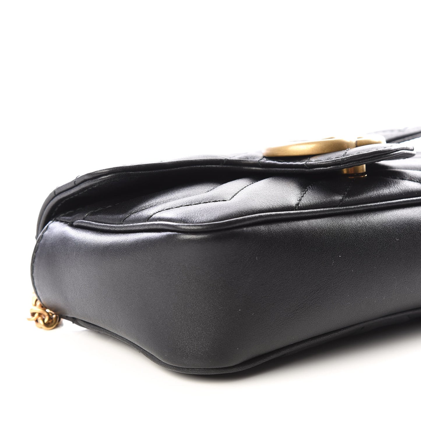 Calfskin Matelasse Super Mini GG Marmont Shoulder Bag Black