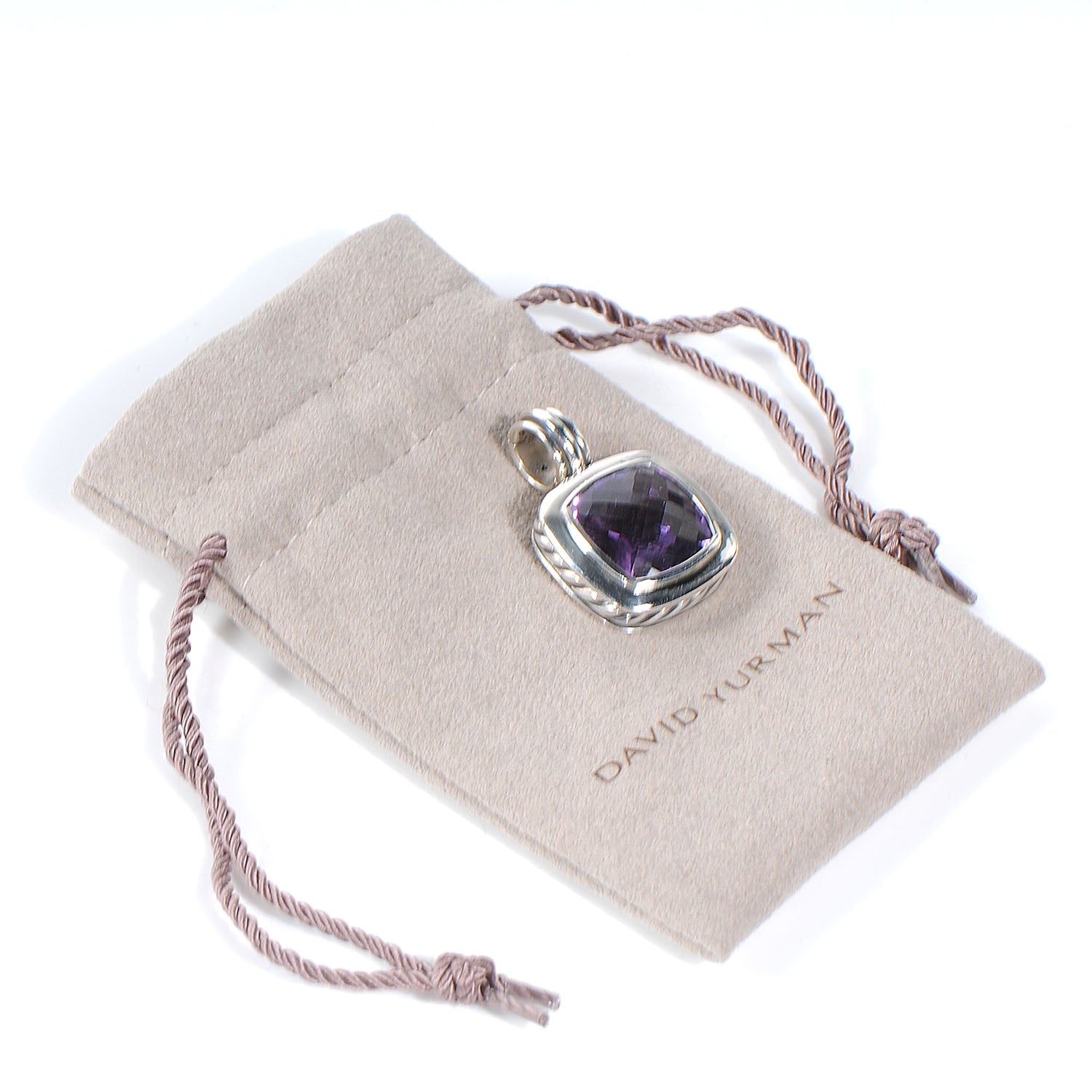 David Yurman Sterling Silver Albion Amethyst Pendant 14mm 5 of 5