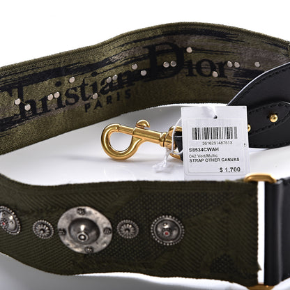 Christian Dior Canvas Embroidered Studded Camouflage Shoulder Strap Vert Multicolor 7 of 11