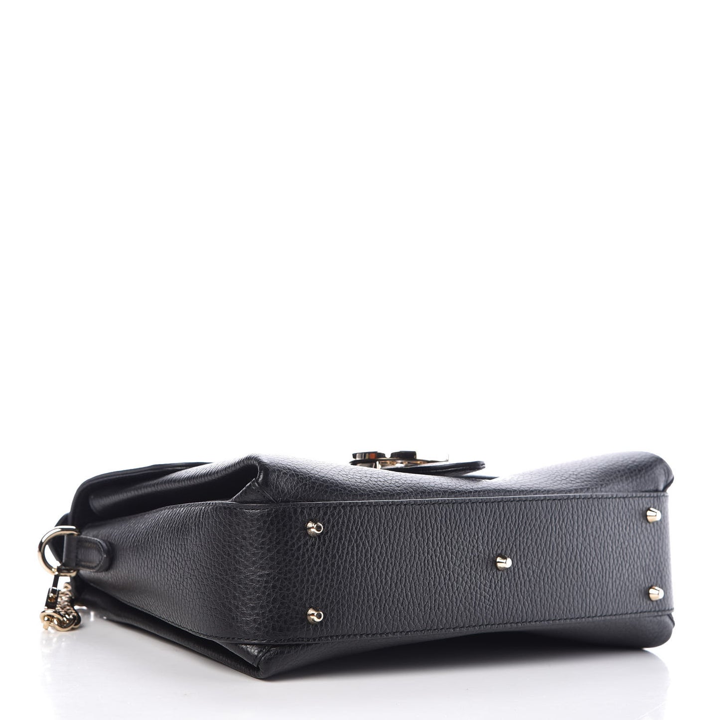 Dollar Calfskin Interlocking G Top Handle Shoulder Bag Black