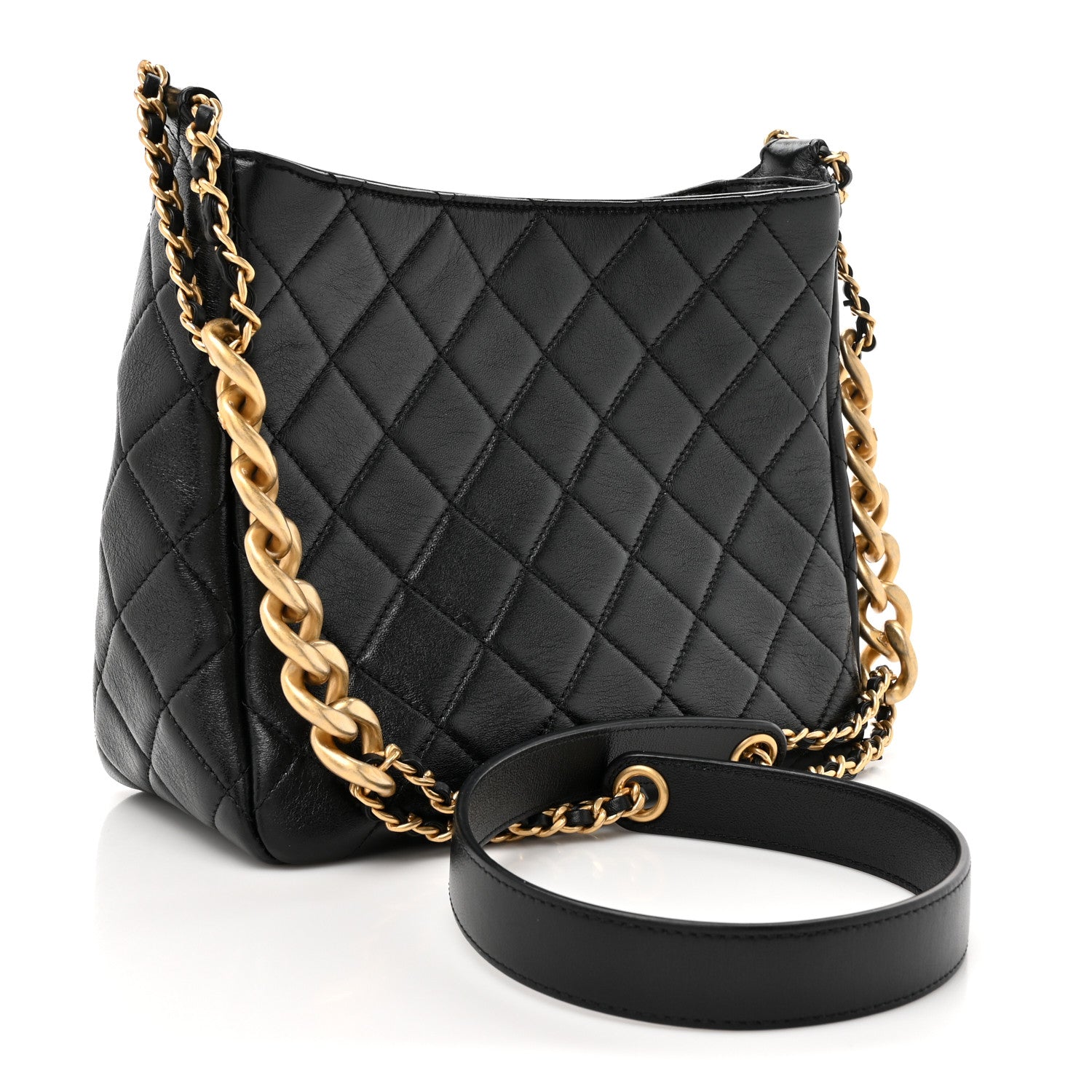 Chanel Shiny Lambskin Quilted CC Hobo Black 3 of 11