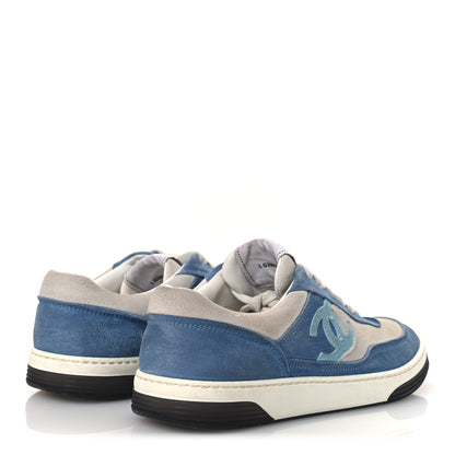 Chanel Suede Kidskin Womens CC Sneakers 37 White Blue 5 of 15