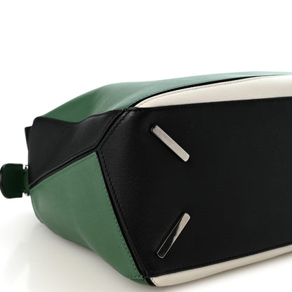 Loewe Calfskin Medium Puzzle Bag Sea Water Green White Black 9 of 10