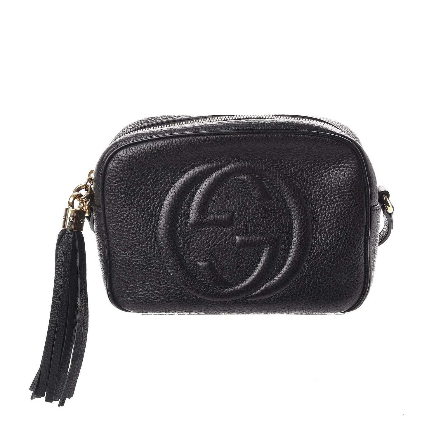 Pebbled Calfskin Small Soho Disco Bag Black