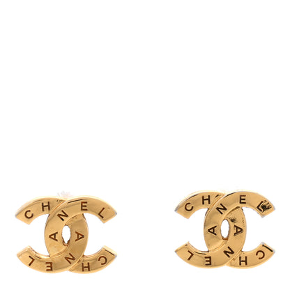 Chanel Metal CC Paris Button Stud Earrings Gold 1 of 5