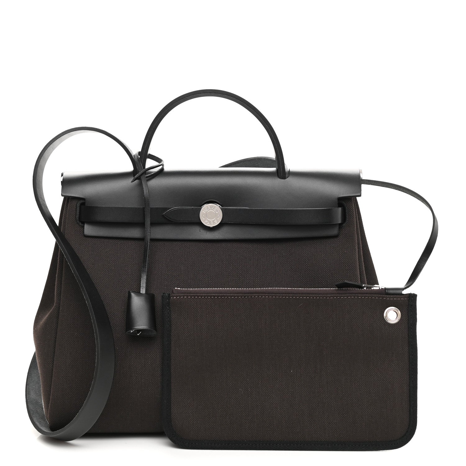 Hermes Military Toile Vache Hunter Herbag Zip Retourne 31 PM Ebene Black 1 of 12