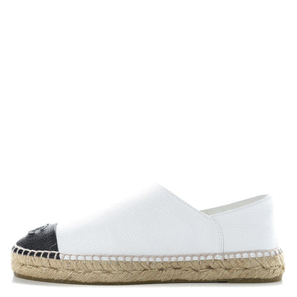 Chanel Grained Calfskin CC Espadrilles 38 White Black 1 of 10